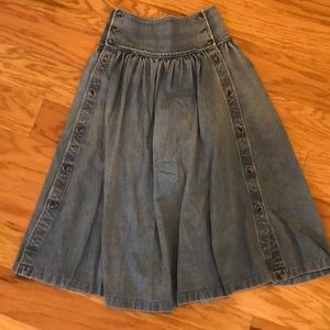 Vintage, long denim skirt